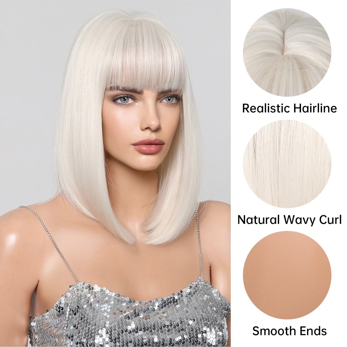 Creamy Champaign White Short Platinum Bob Wig - MARKETPLACE - Milk & Honey Wigs
