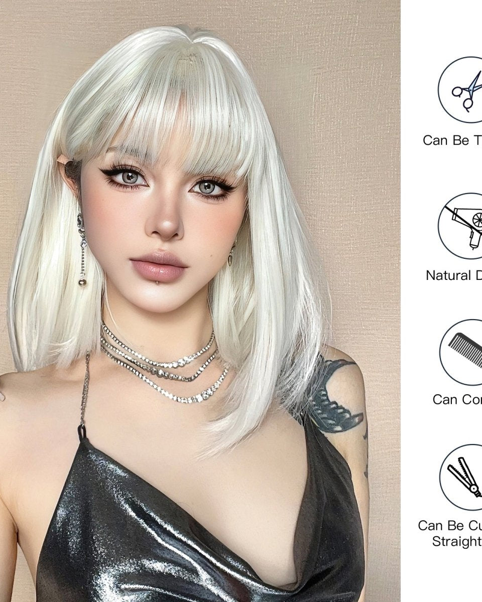 Creamy Champaign White Short Platinum Bob Wig - MARKETPLACE - Milk & Honey Wigs