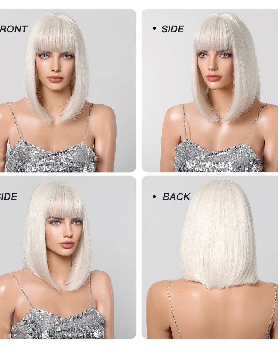Creamy Champaign White Short Platinum Bob Wig - MARKETPLACE - Milk & Honey Wigs