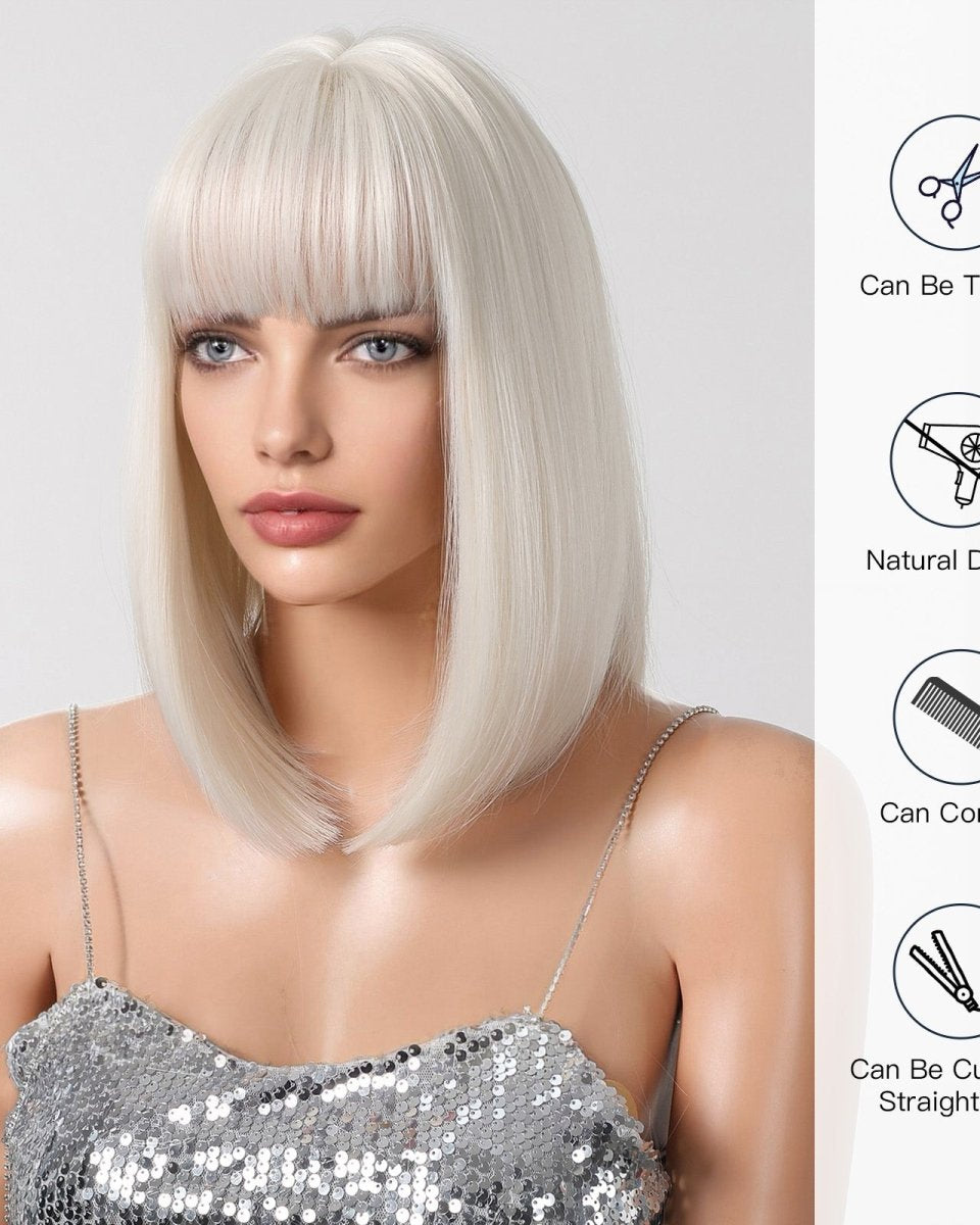 Creamy Champaign White Short Platinum Bob Wig - MARKETPLACE - Milk & Honey Wigs