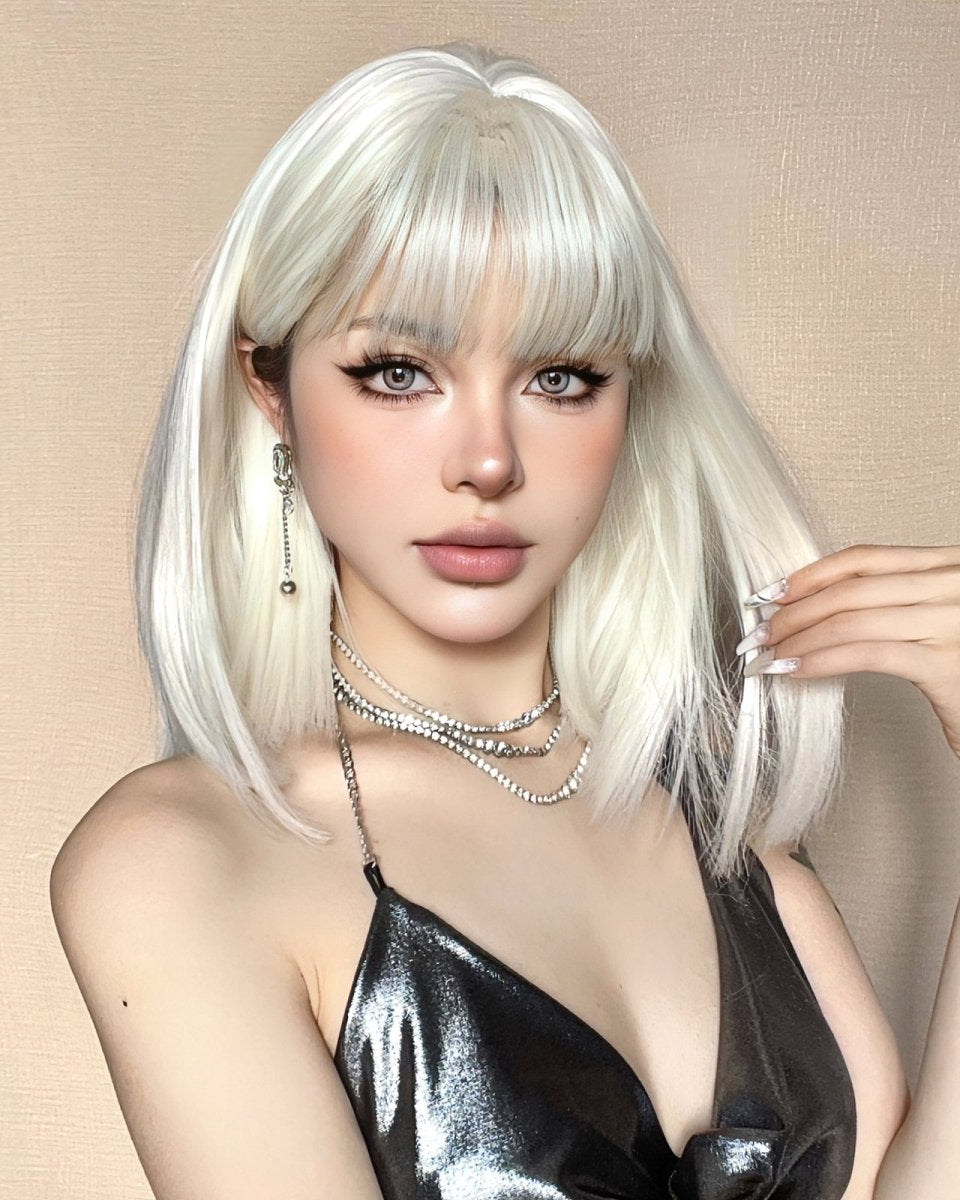 Creamy Champaign White Short Platinum Bob Wig - MARKETPLACE - Milk & Honey Wigs