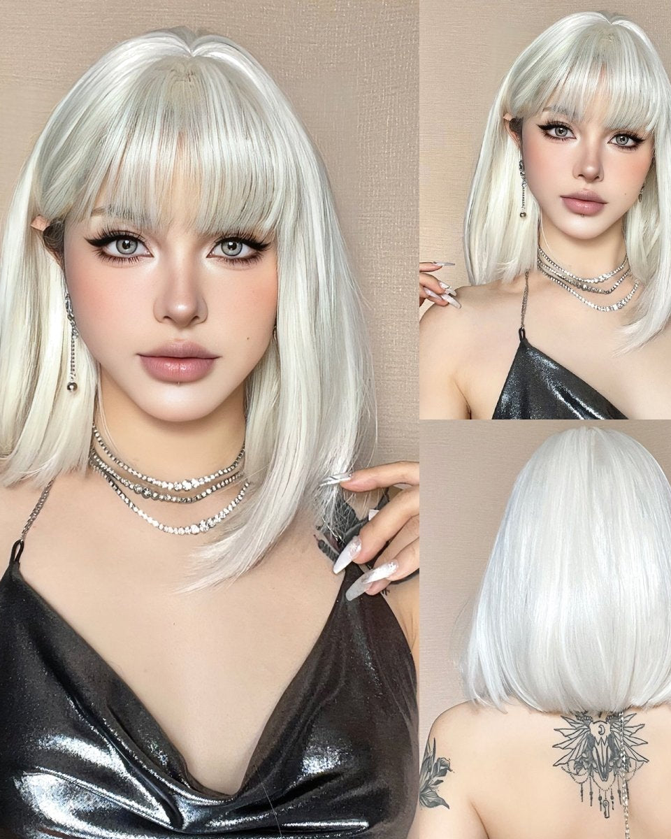 Creamy Champaign White Short Platinum Bob Wig - MARKETPLACE - Milk & Honey Wigs