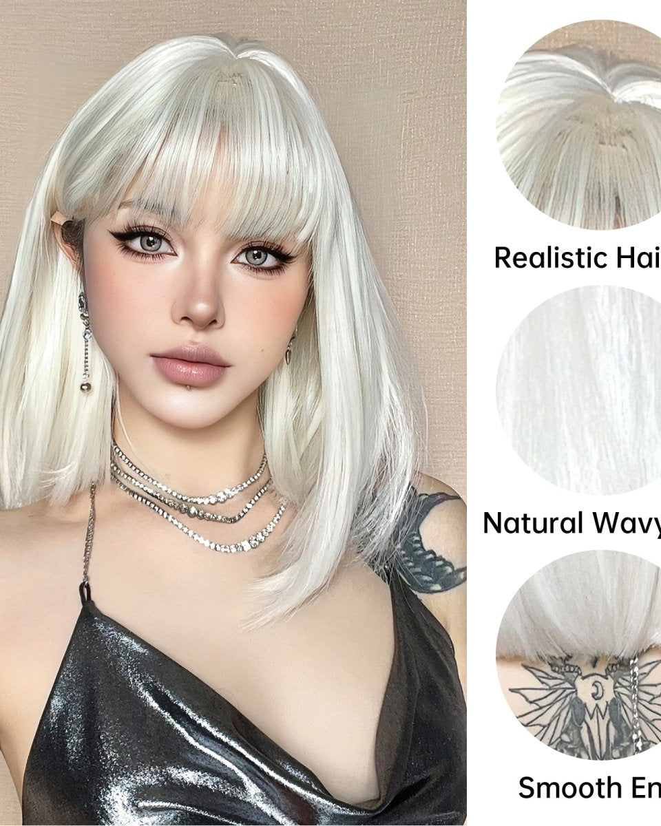 Creamy Champaign White Short Platinum Bob Wig - MARKETPLACE - Milk & Honey Wigs