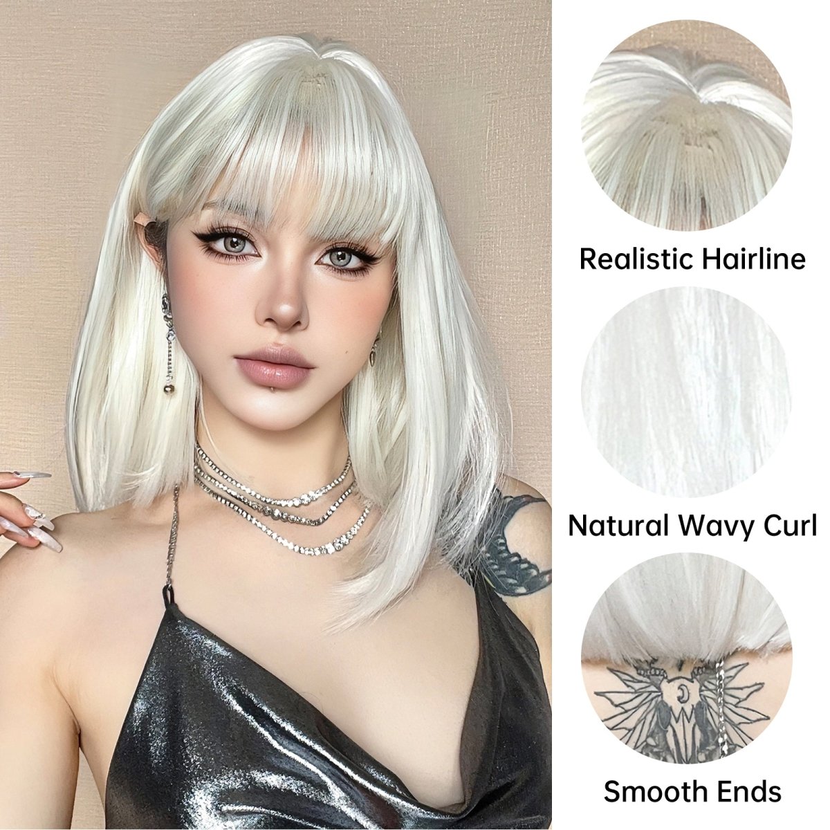 Creamy Champaign White Short Platinum Bob Wig - MARKETPLACE - Milk & Honey Wigs