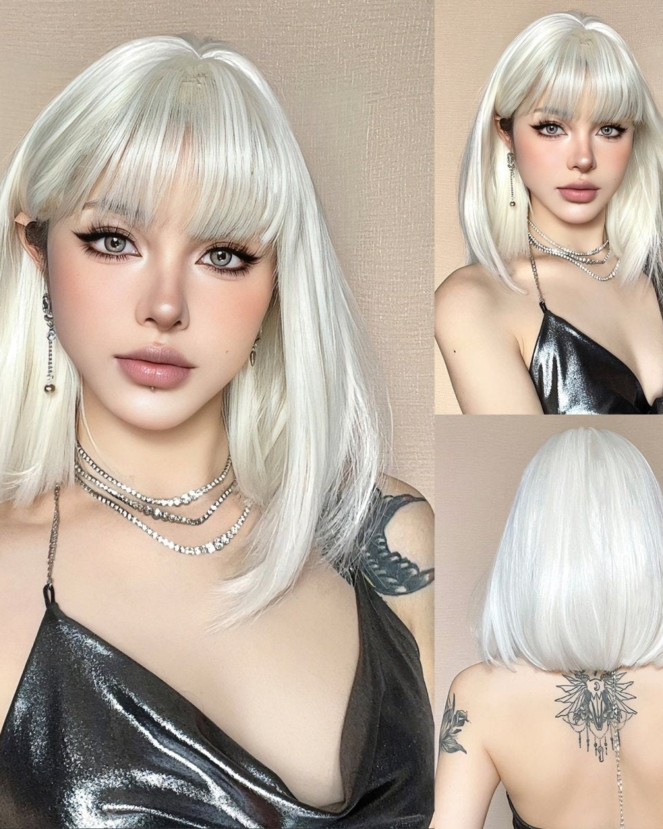 Creamy Champaign White Short Platinum Bob Wig - MARKETPLACE - Milk & Honey Wigs