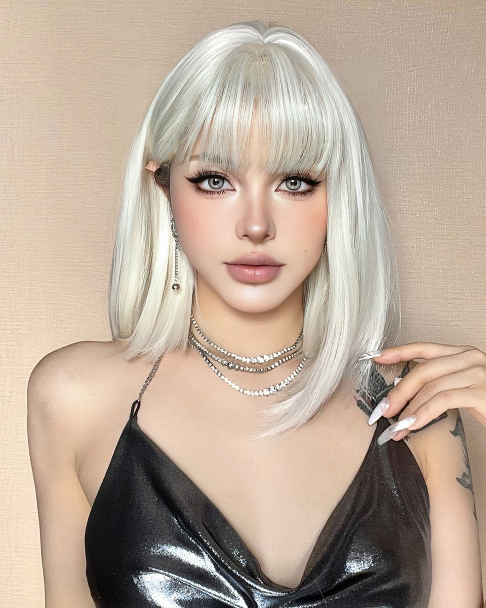 Creamy Champaign White Short Platinum Bob Wig - MARKETPLACE - Milk & Honey Wigs