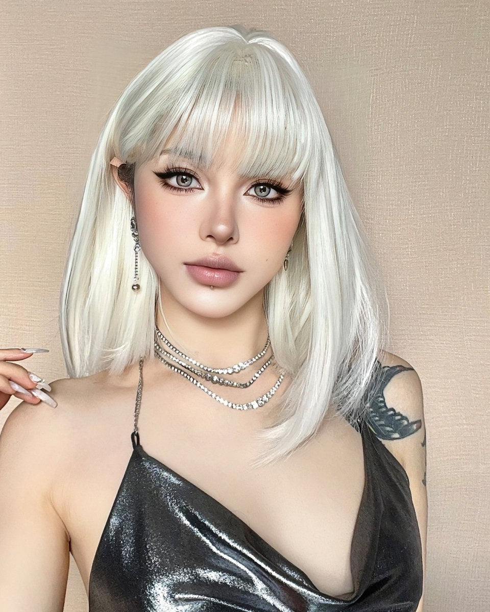 Creamy Champaign White Short Platinum Bob Wig - MARKETPLACE - Milk & Honey Wigs