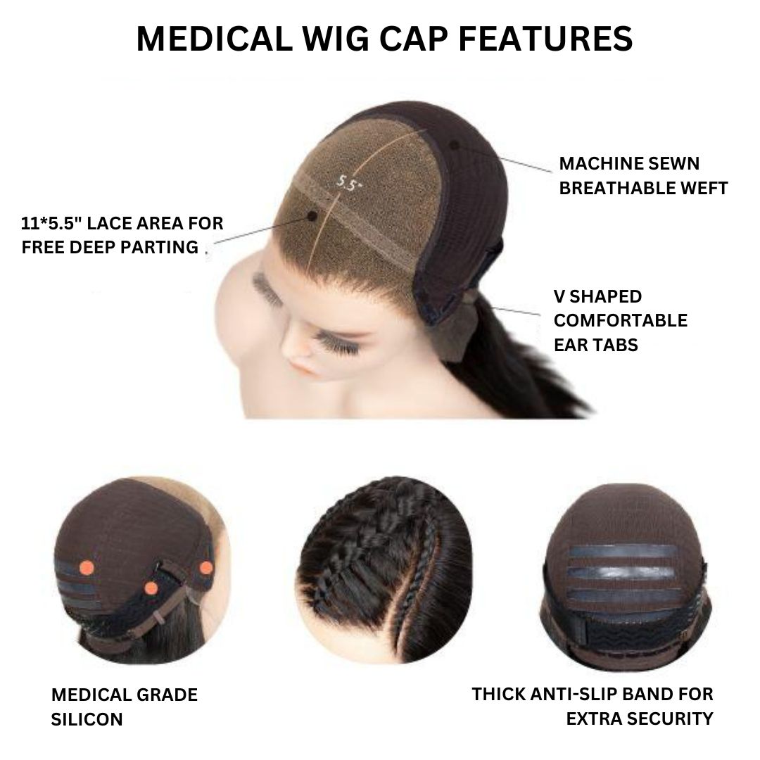 CUSTOM COLOUR - Medical Cap - Human Hair Wig | Human Hair | Milk & Honey Wigs