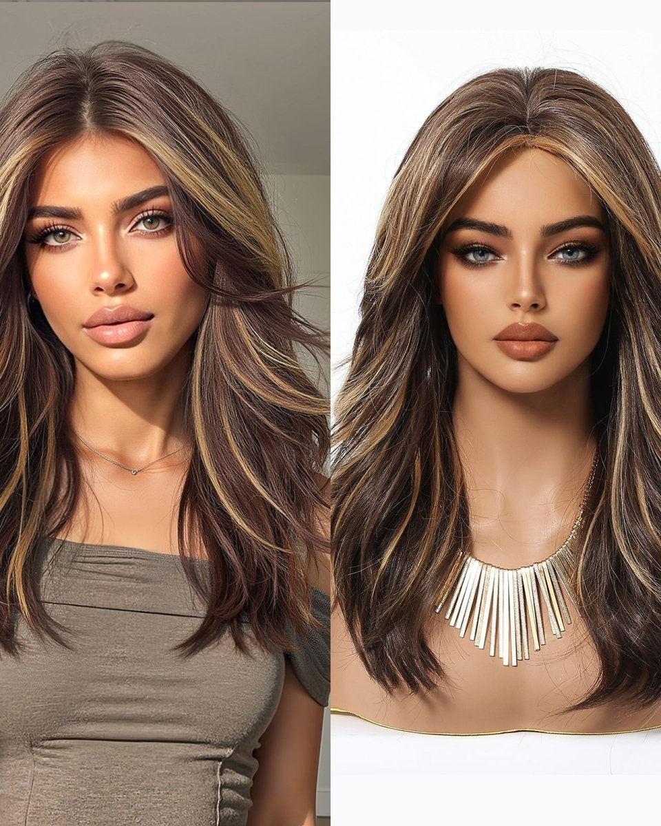 Dark Brown Blonde Highlights Wig - MARKETPLACE - Milk & Honey Wigs