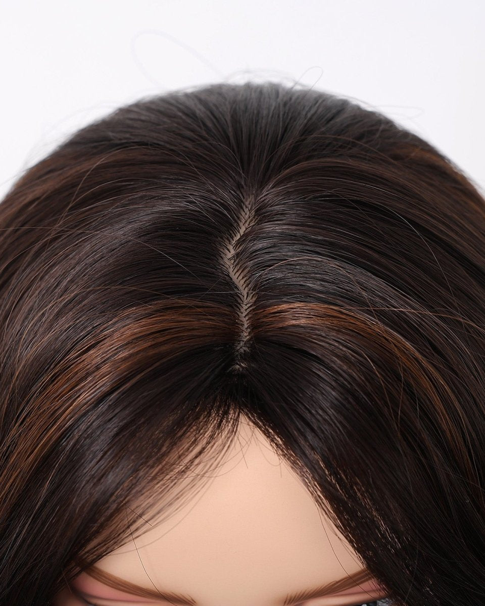 Dark Brown Wig Caramel Highlights Wig - MARKETPLACE - Milk & Honey Wigs
