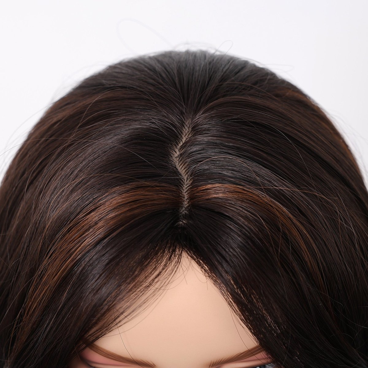 Dark Brown Wig Caramel Highlights Wig - MARKETPLACE - Milk & Honey Wigs