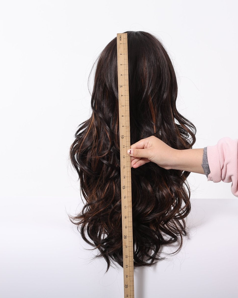 Dark Brown Wig Caramel Highlights Wig - MARKETPLACE - Milk & Honey Wigs