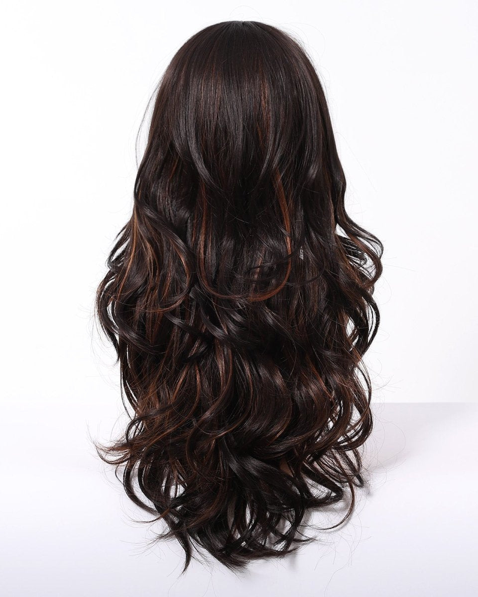 Dark Brown Wig Caramel Highlights Wig - MARKETPLACE - Milk & Honey Wigs