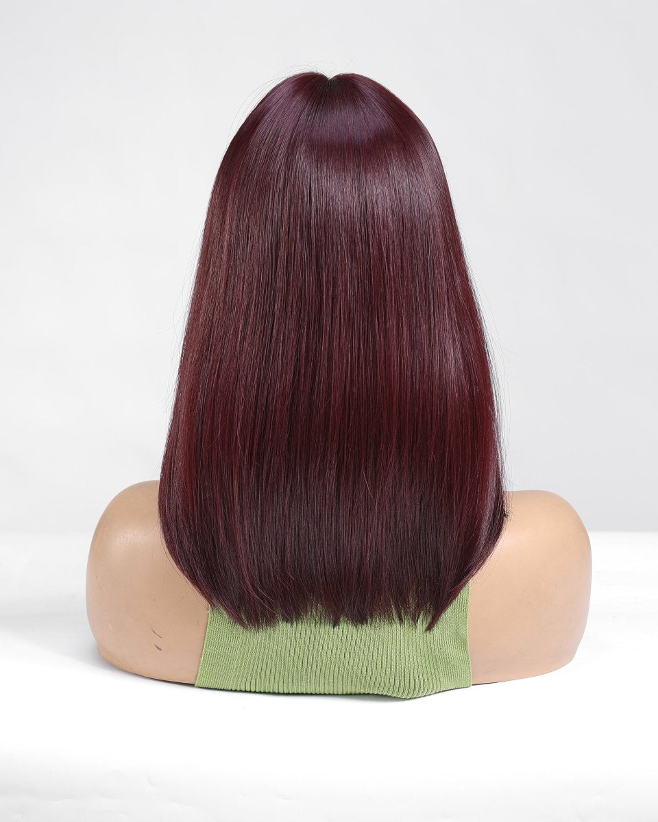 Dark Burgundy Straight with Full Bangs Wig - MARKETPLACE - Milk & Honey Wigs