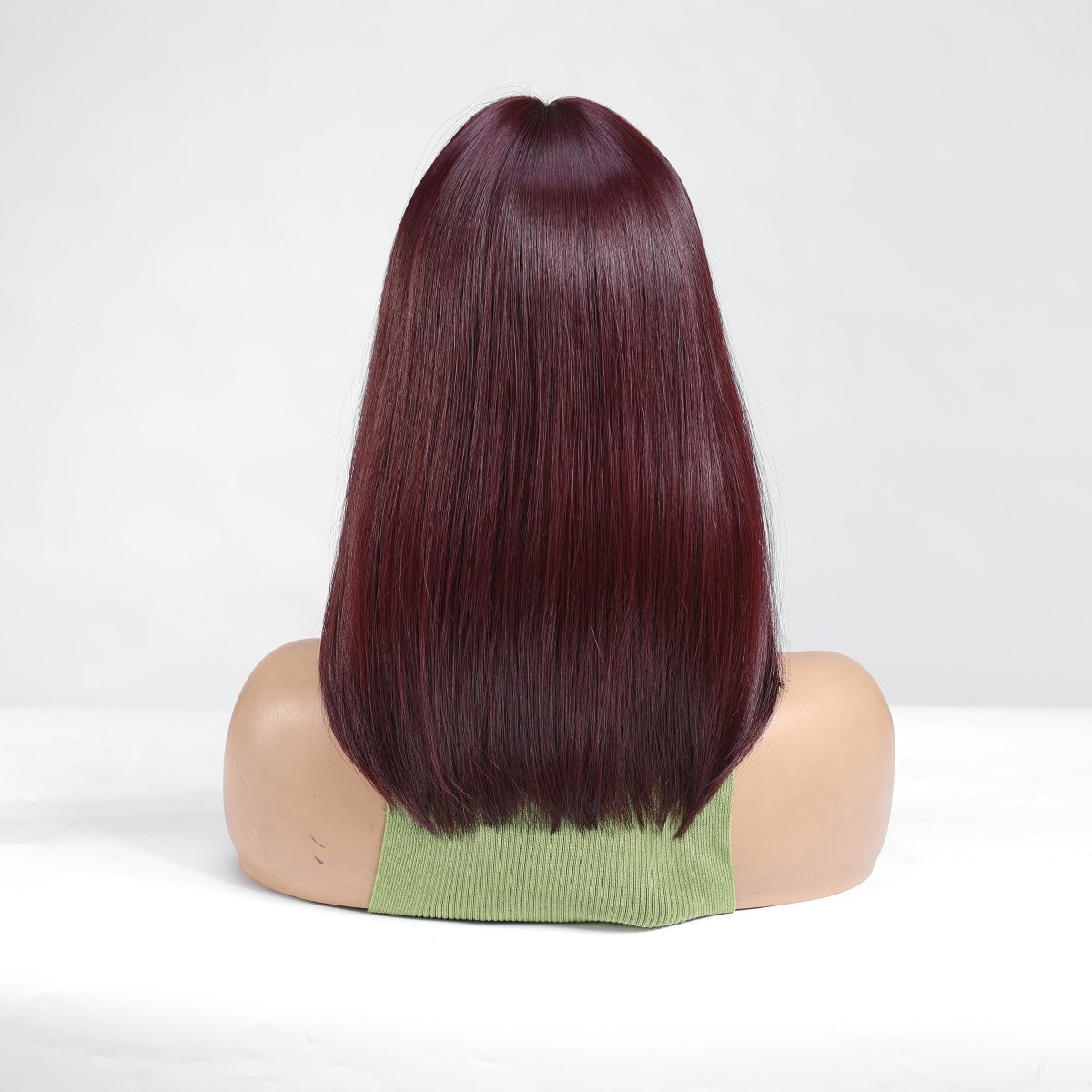 Dark Burgundy Straight with Full Bangs Wig - MARKETPLACE - Milk & Honey Wigs