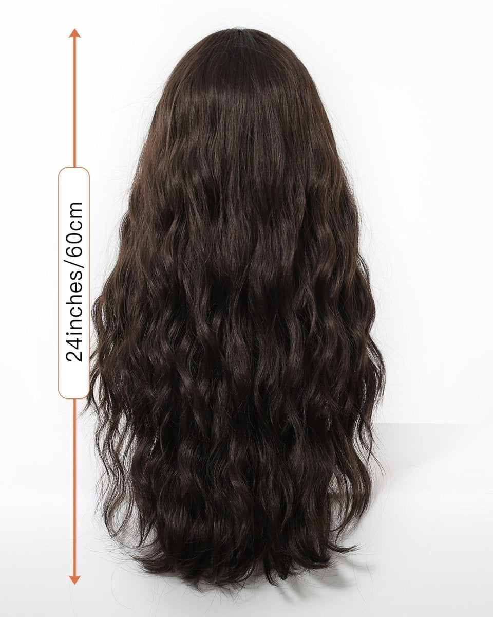 Dark Chocolate Wavy Wig with Full Fringe - MARKETPLACE - Milk & Honey Wigs