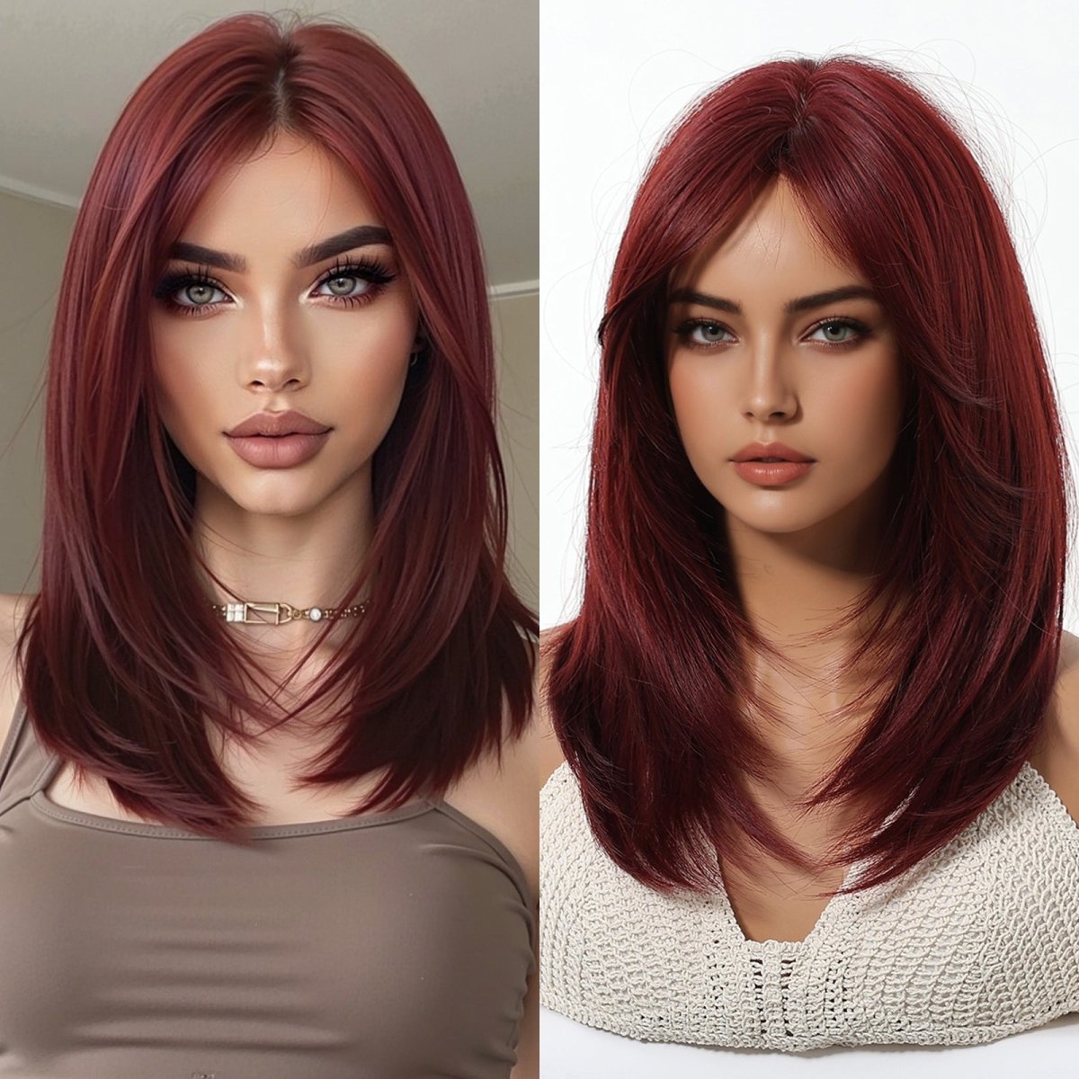 Deep Burgundy Red Layers Wig - MARKETPLACE - Milk & Honey Wigs