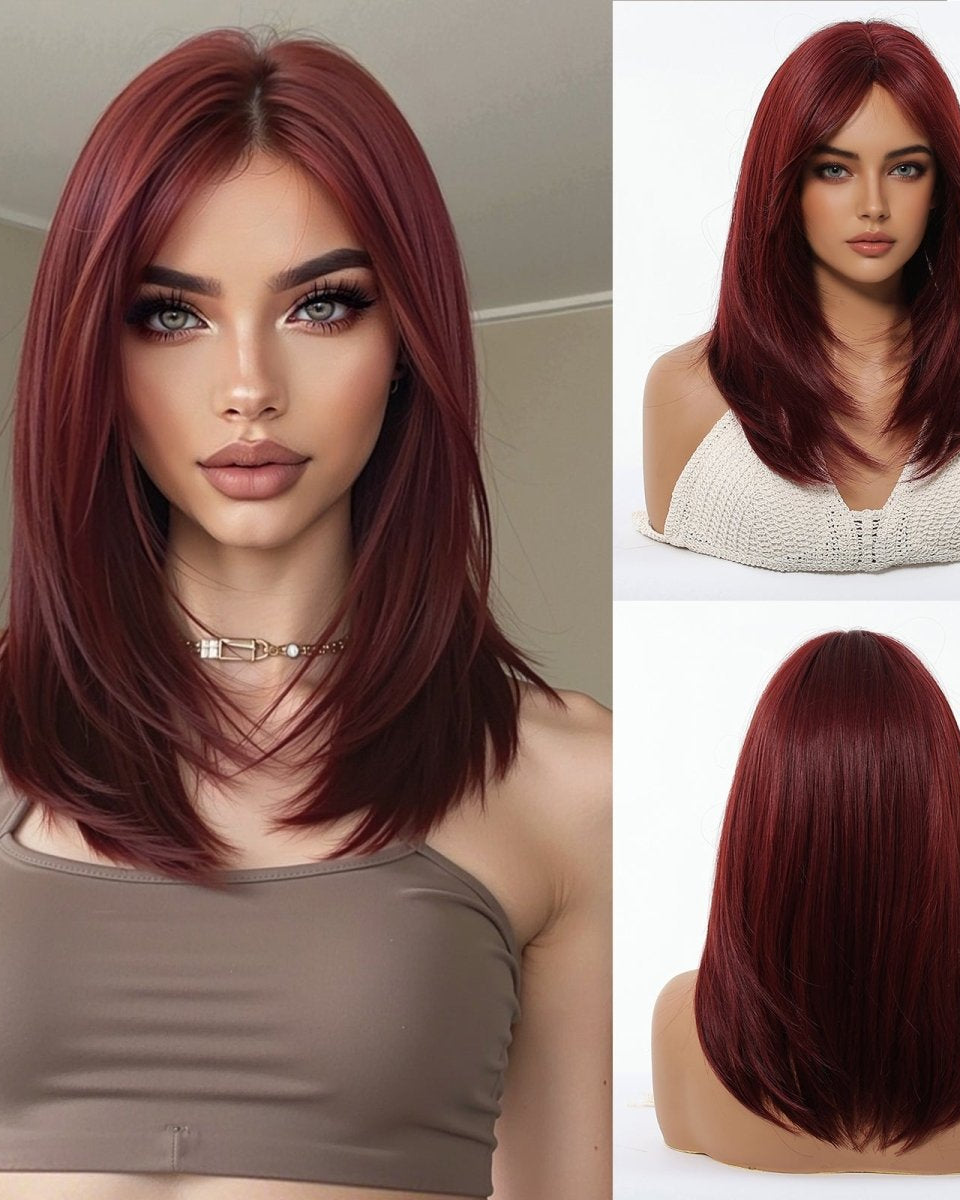 Deep Burgundy Red Layers Wig - MARKETPLACE - Milk & Honey Wigs