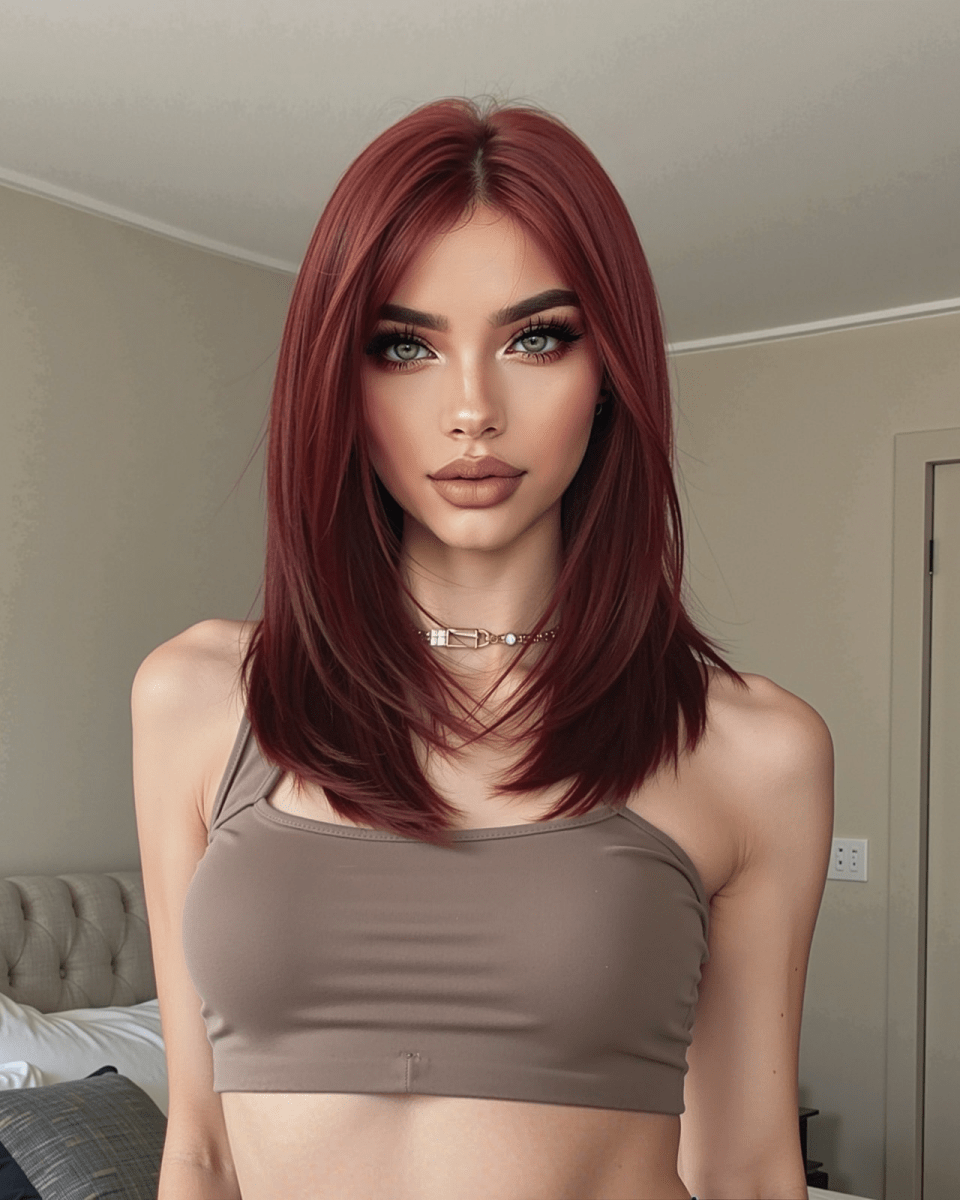 Deep Burgundy Red Layers Wig - MARKETPLACE - Milk & Honey Wigs