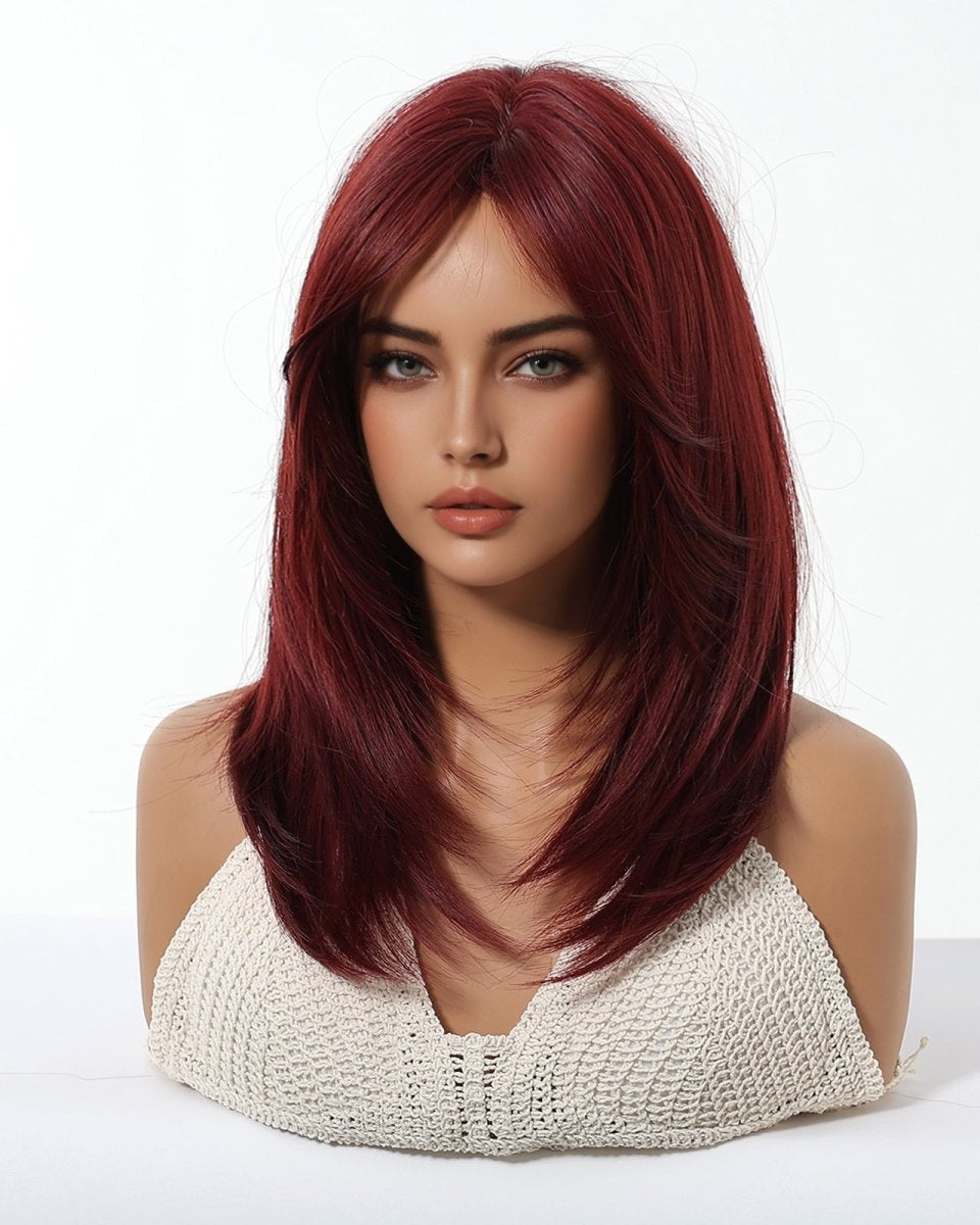 Deep Burgundy Red Layers Wig - MARKETPLACE - Milk & Honey Wigs