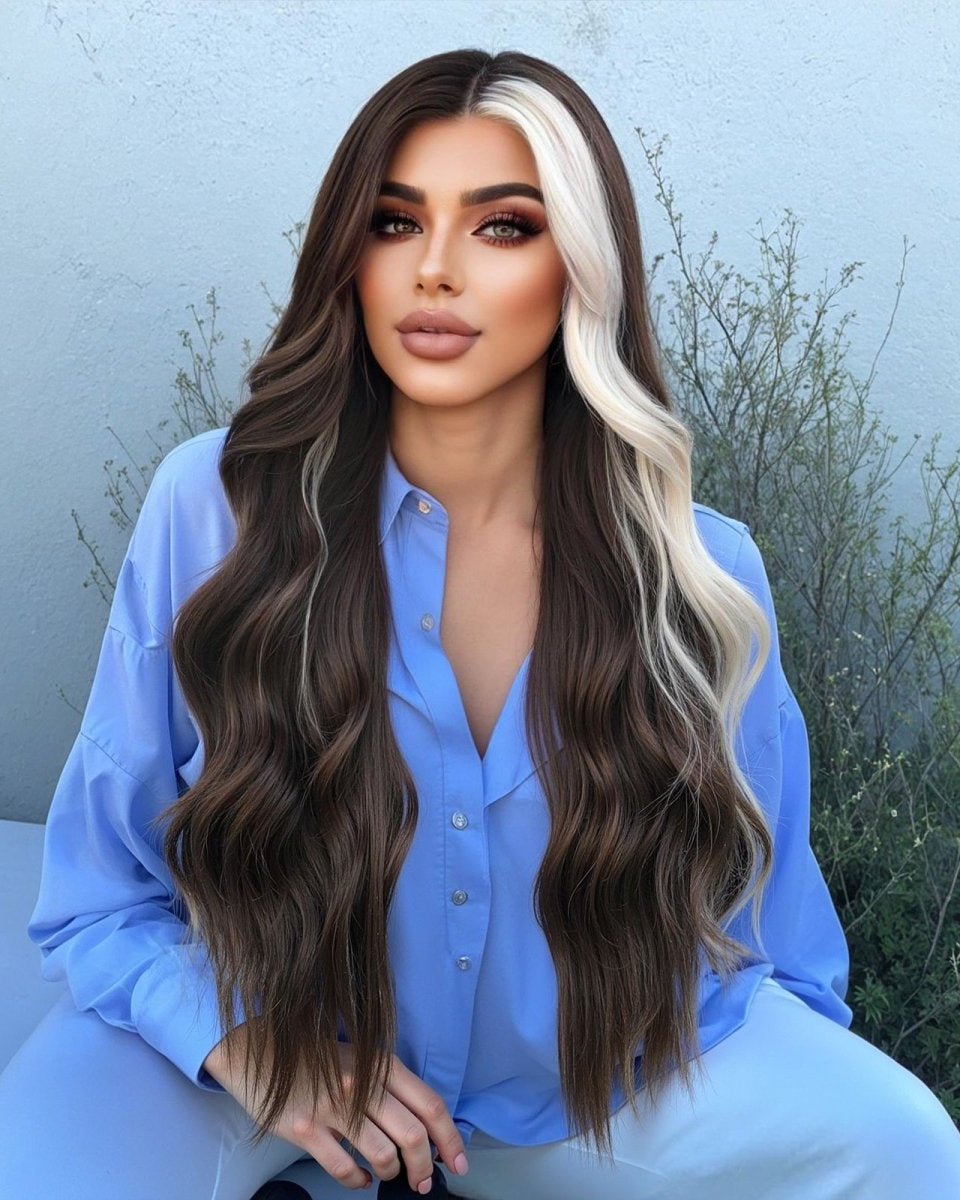 Ebony Waves with Front Platinum Highlights Wig - MARKETPLACE - Milk & Honey Wigs