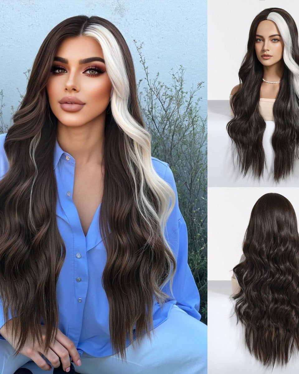 Ebony Waves with Front Platinum Highlights Wig - MARKETPLACE - Milk & Honey Wigs