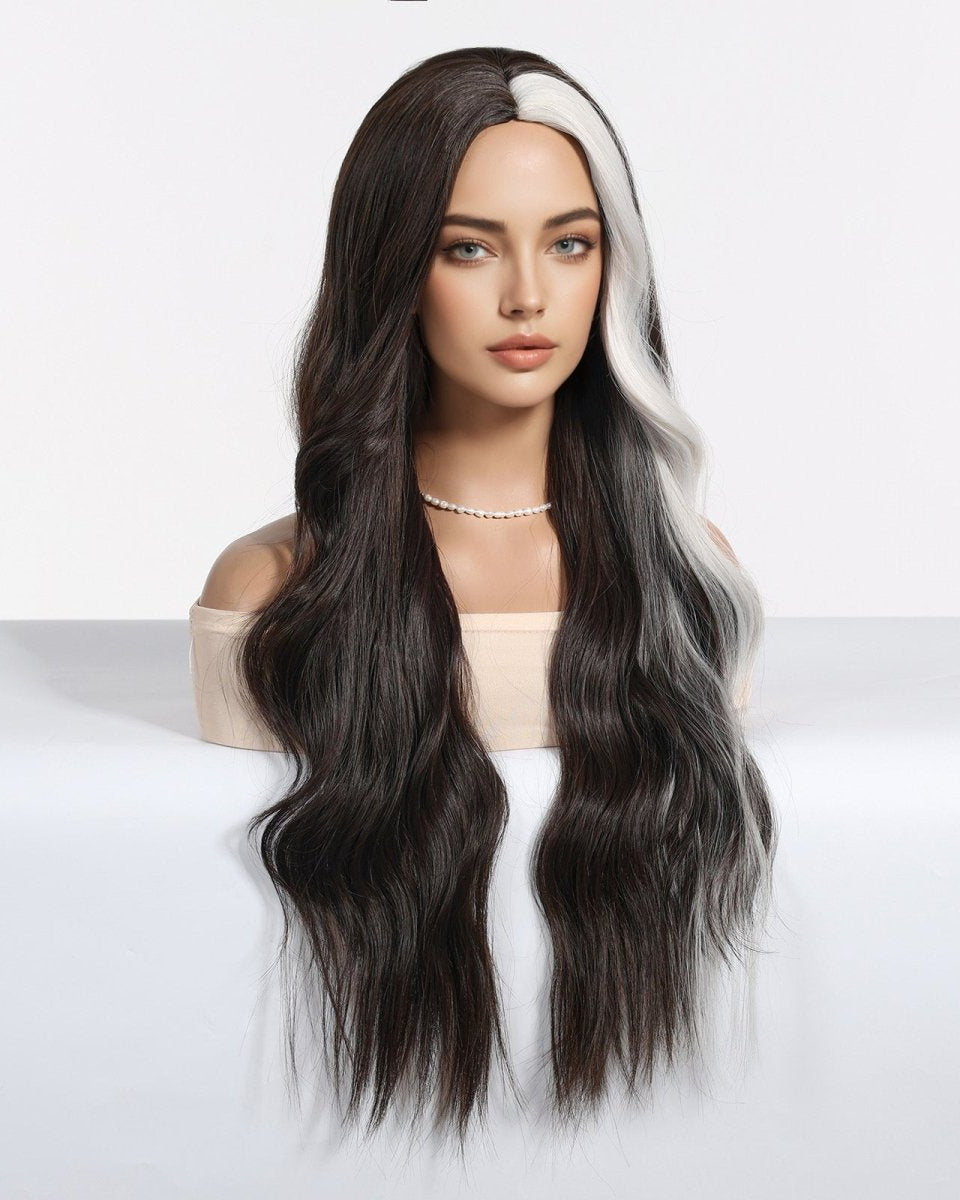 Ebony Waves with Front Platinum Highlights Wig - MARKETPLACE - Milk & Honey Wigs