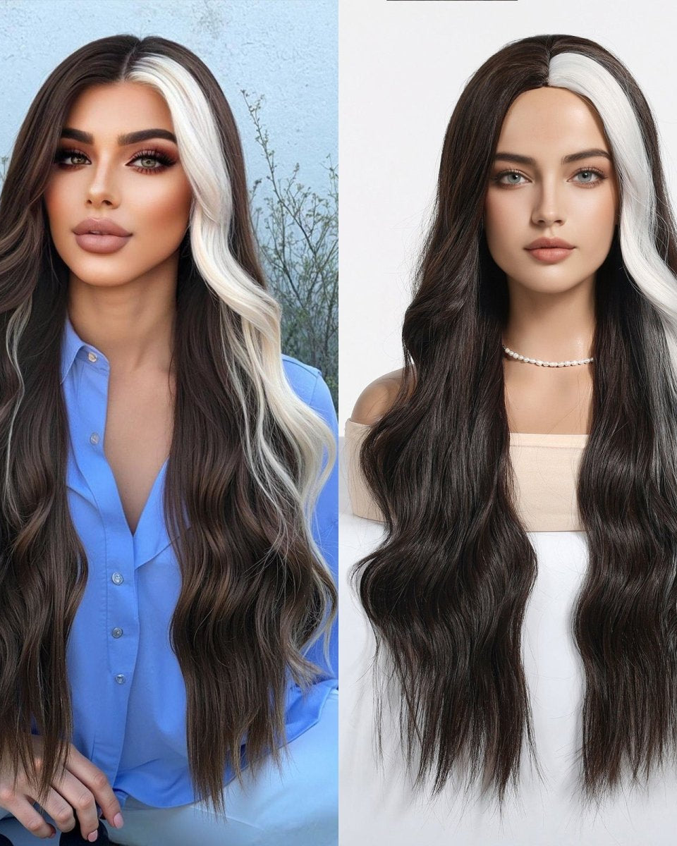 Ebony Waves with Front Platinum Highlights Wig - MARKETPLACE - Milk & Honey Wigs