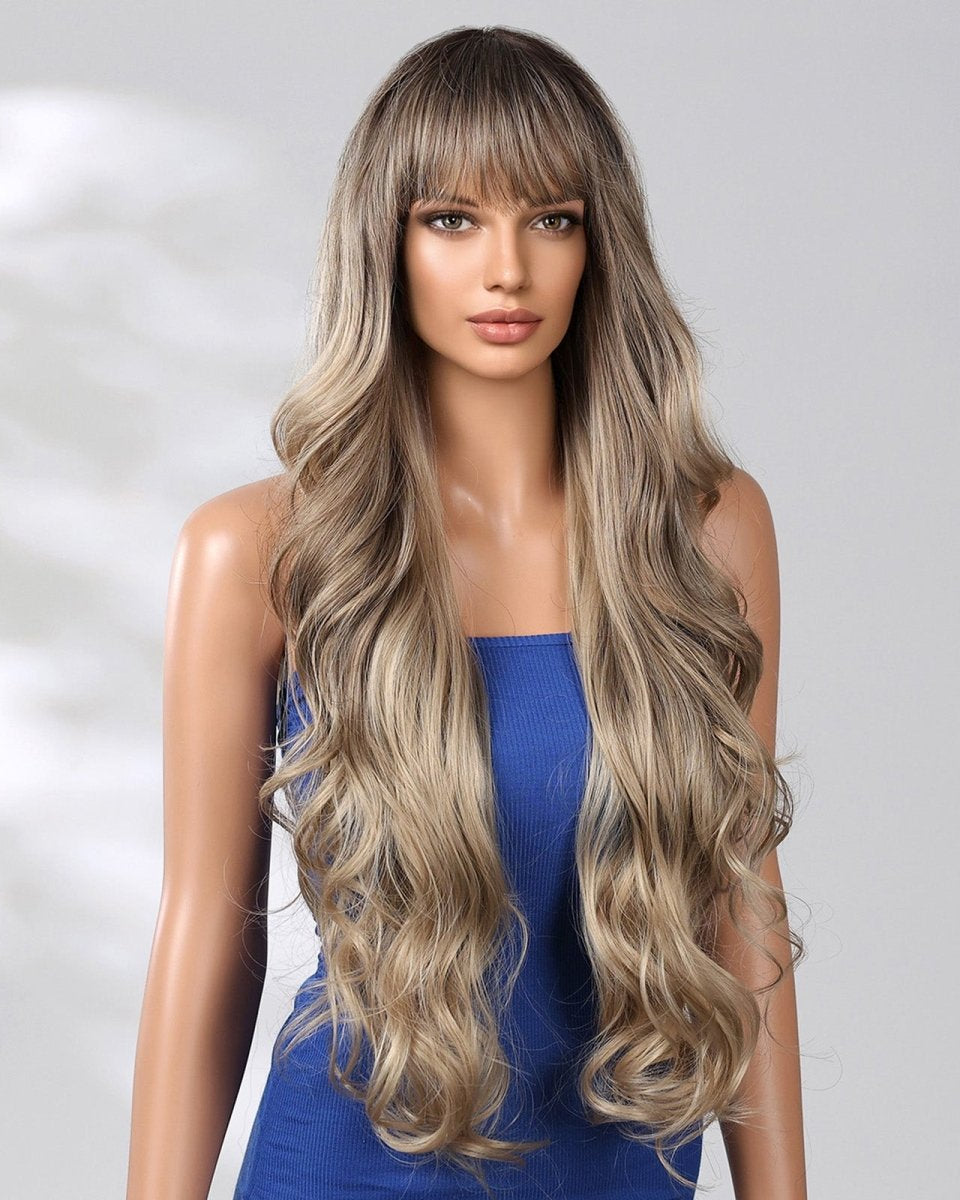 Extra Long Dark Blonde Wavy Fringe Wig - MARKETPLACE - Milk & Honey Wigs