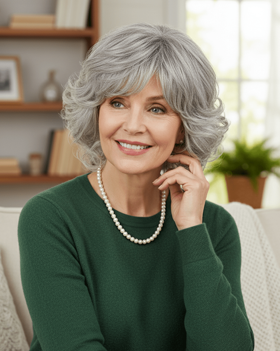 Grey Curl Fringe Wig - MARKETPLACE - Milk & Honey Wigs