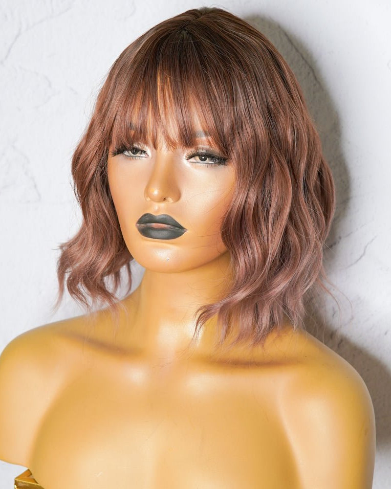 HAYLEY Ombre Mauve Brown Bob Fringe Wig - Milk & Honey Wigs