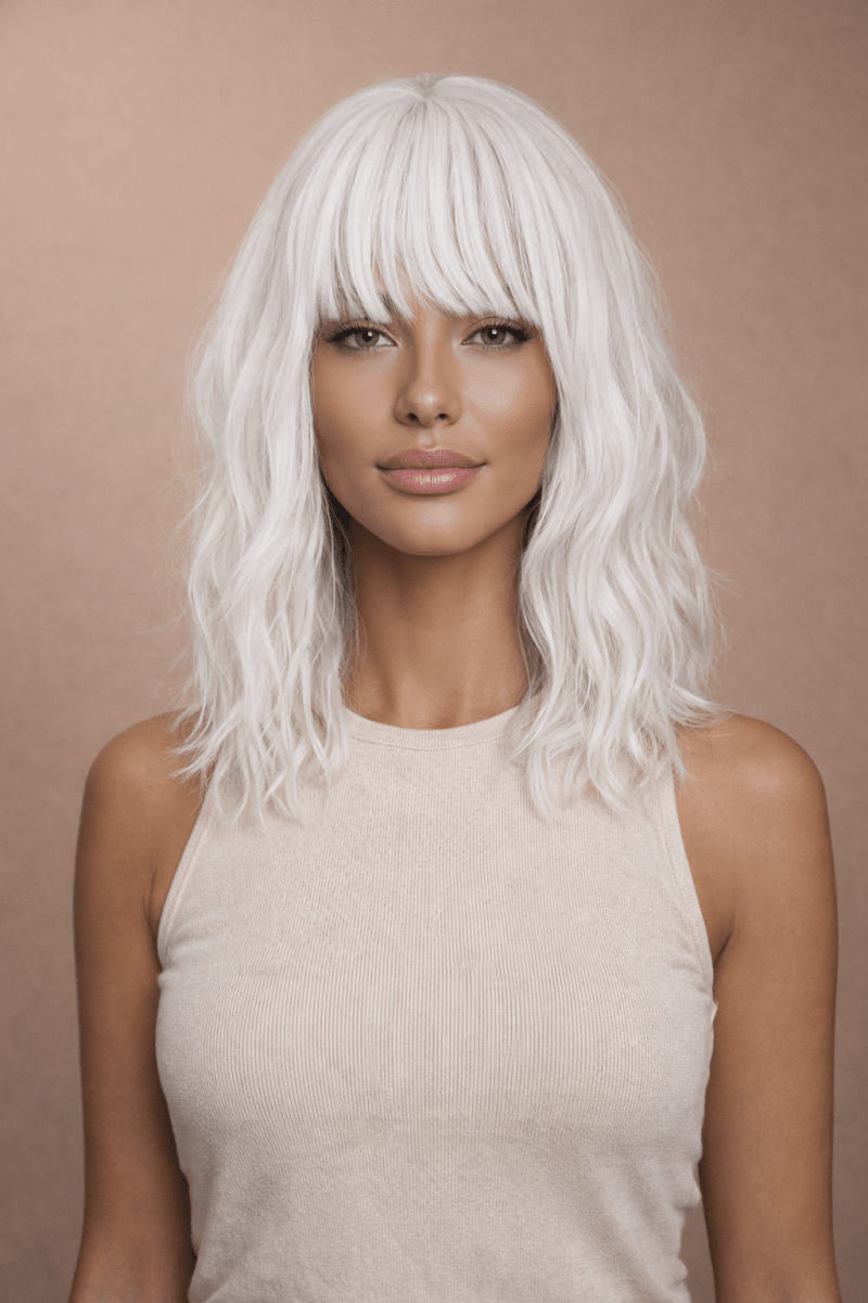 HAYLEY White Bob Fringe Wig - Milk & Honey Wigs