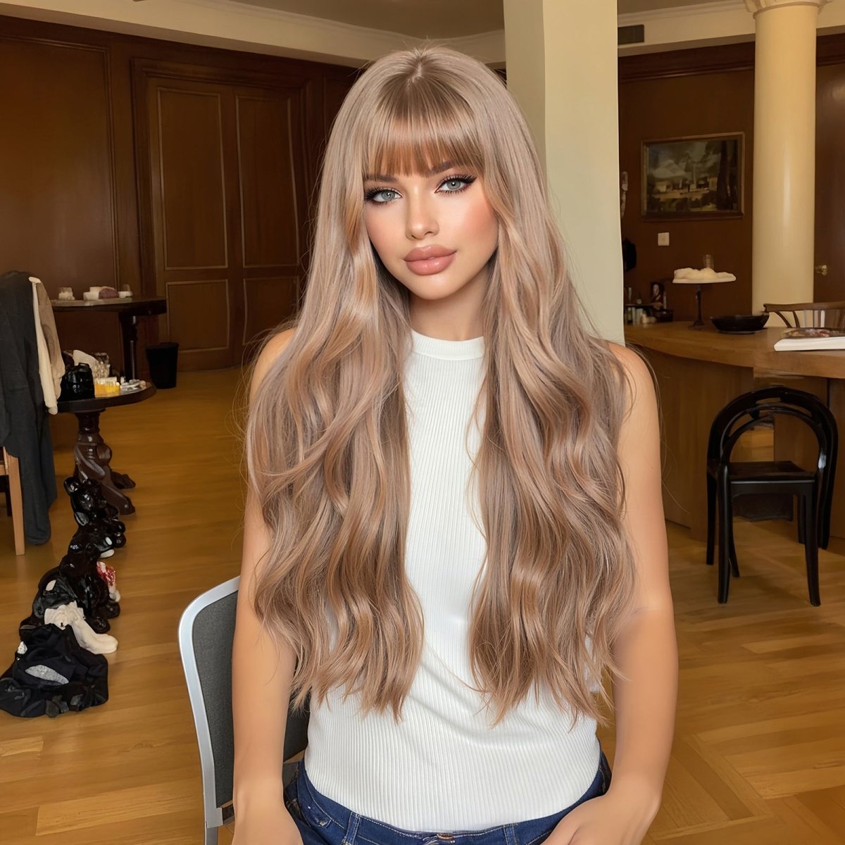 Honey blonde with Bangs Wig - MARKETPLACE - Milk & Honey Wigs