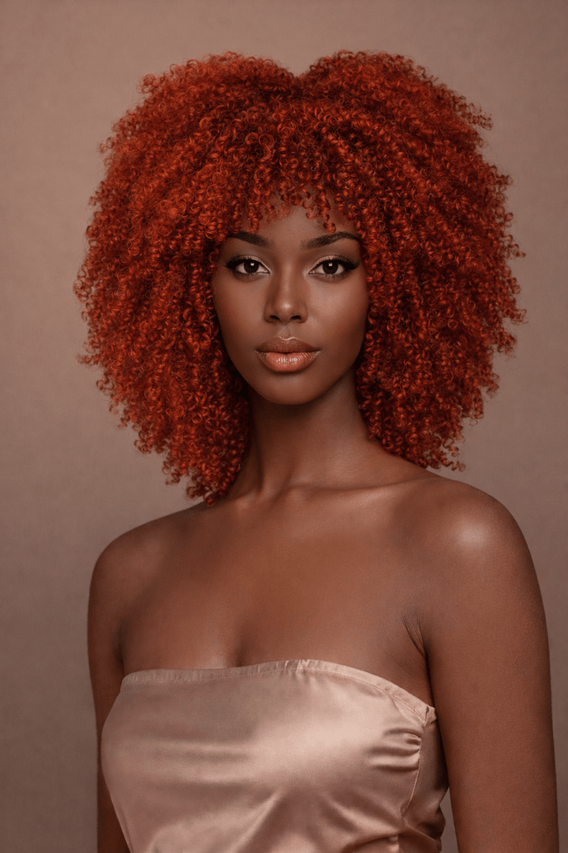 JAYDA - Red - Afro Curl Wig | Red, 14 Inch, Fringe, Synthetic Hair | Milk & Honey Wigs