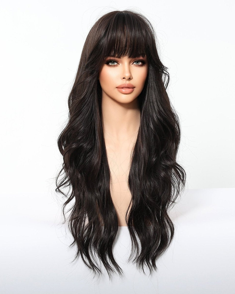 Jet Black Wavy with Full Fringe Wig - MARKETPLACE - Milk & Honey Wigs
