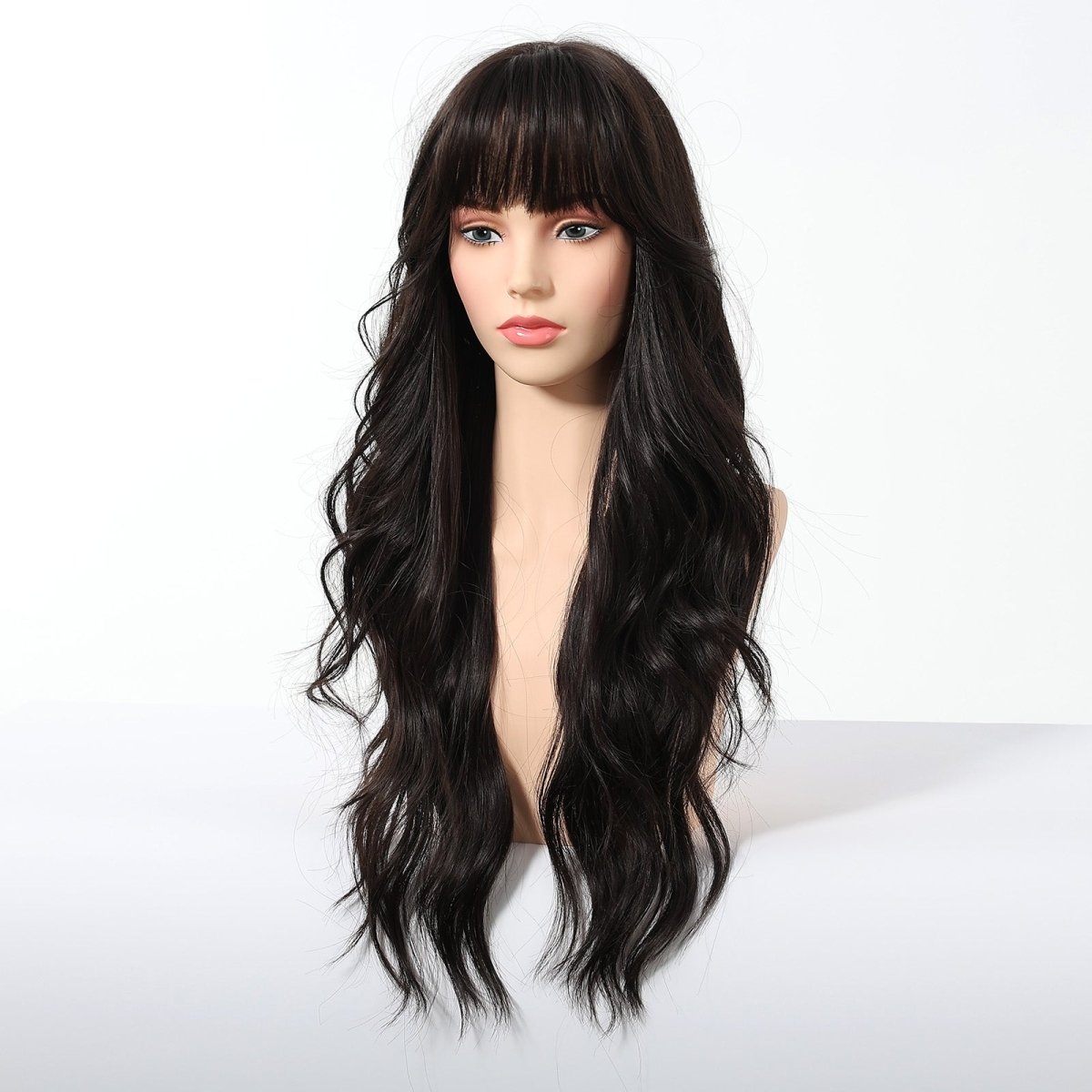 Jet Black Wavy with Full Fringe Wig - MARKETPLACE - Milk & Honey Wigs