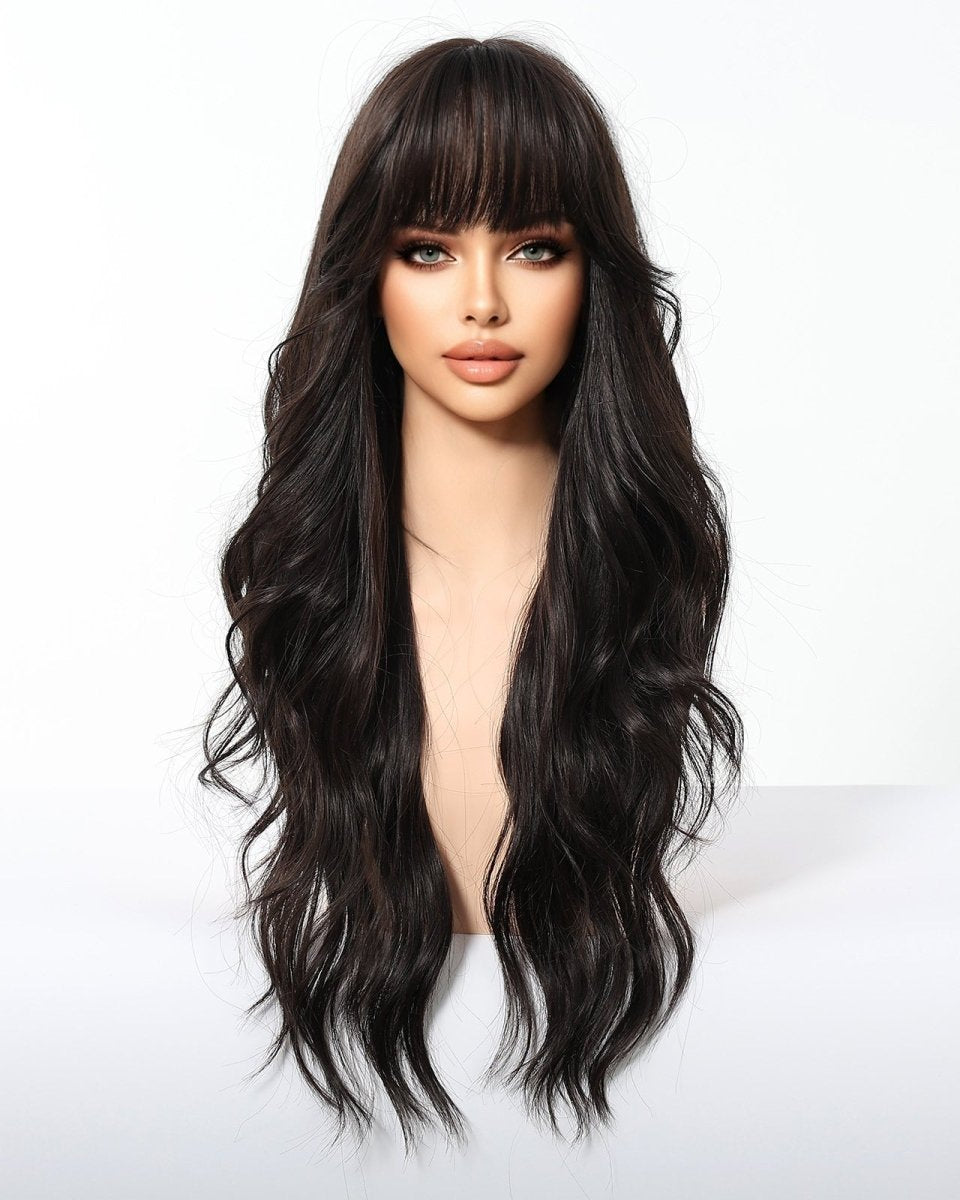 Jet Black Wavy with Full Fringe Wig - MARKETPLACE - Milk & Honey Wigs