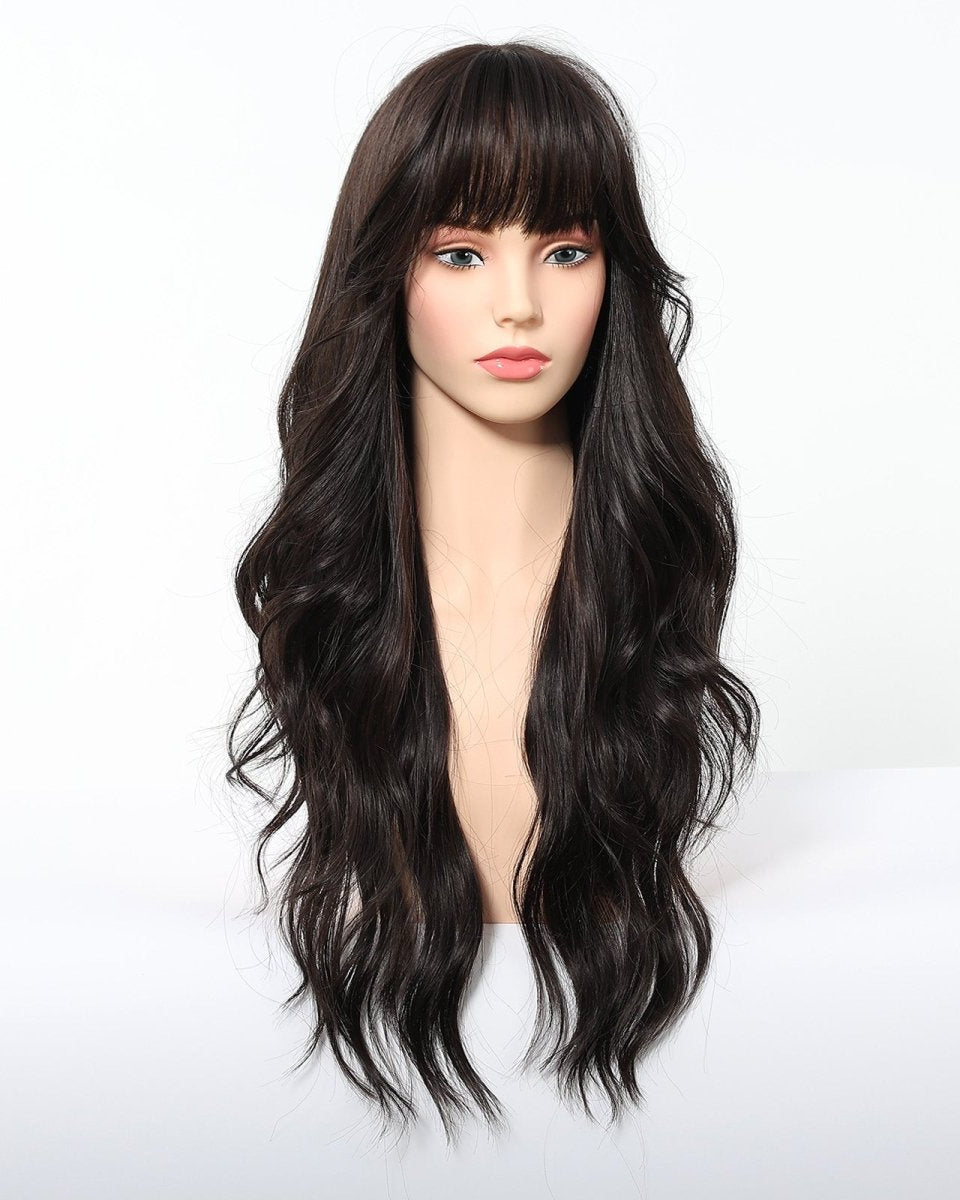Jet Black Wavy with Full Fringe Wig - MARKETPLACE - Milk & Honey Wigs