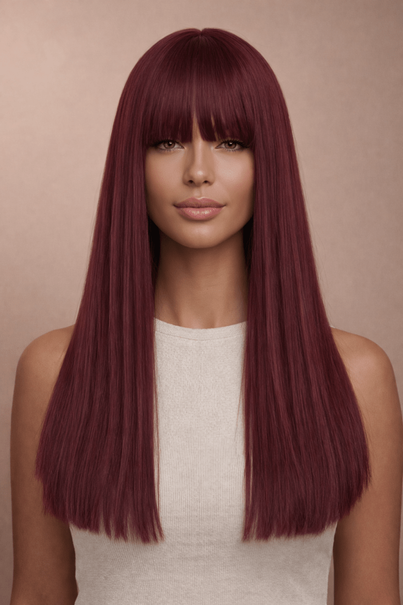 JOLIE - Burgundy - Fringe Wig | Red, 14 Inch, Fringe, Synthetic Hair | Milk & Honey Wigs
