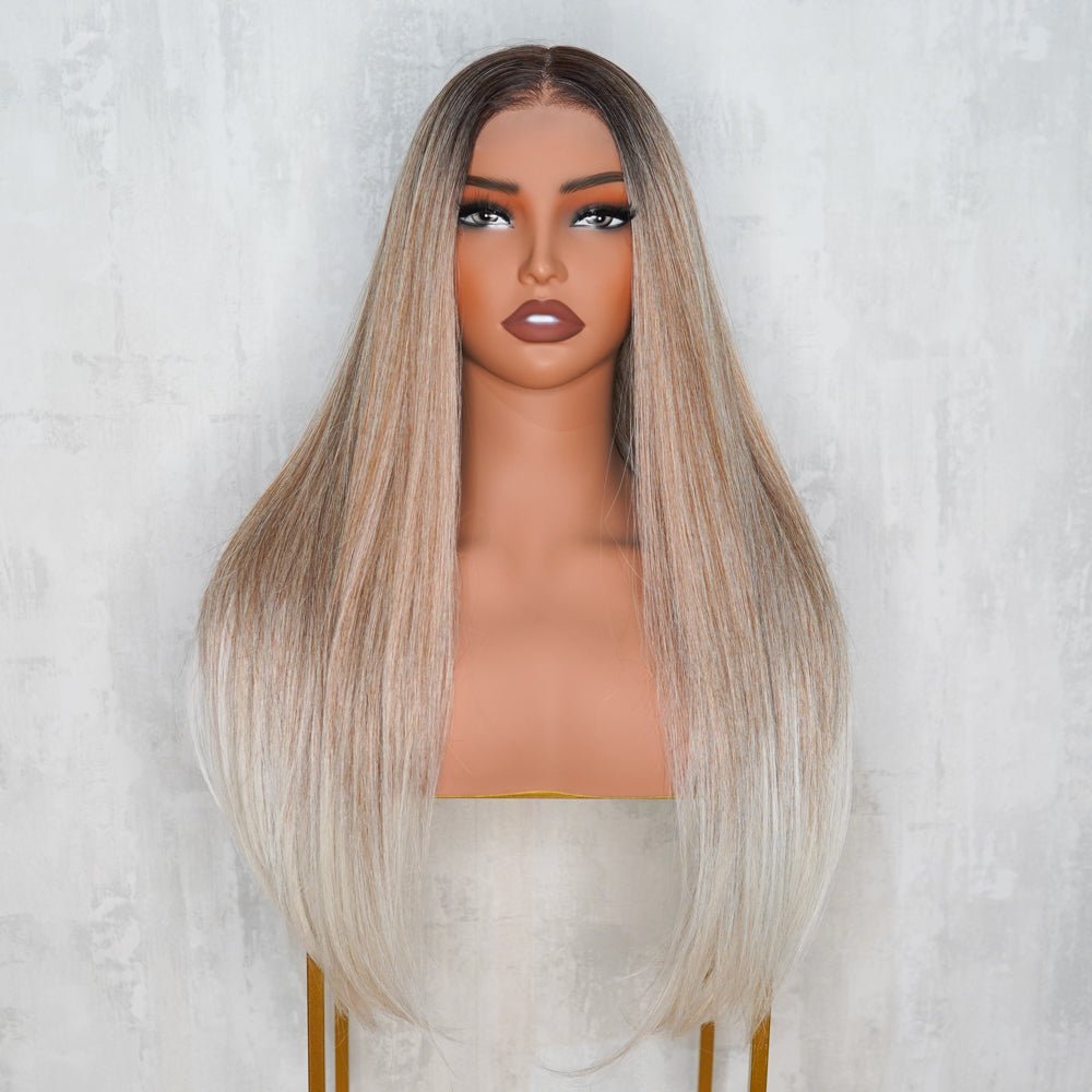 JORDI - Honey Ombre Blonde - Lace Front Wig | Blonde, 22 Inch, T-Part Lace Front, Synthetic Hair | Milk & Honey Wigs