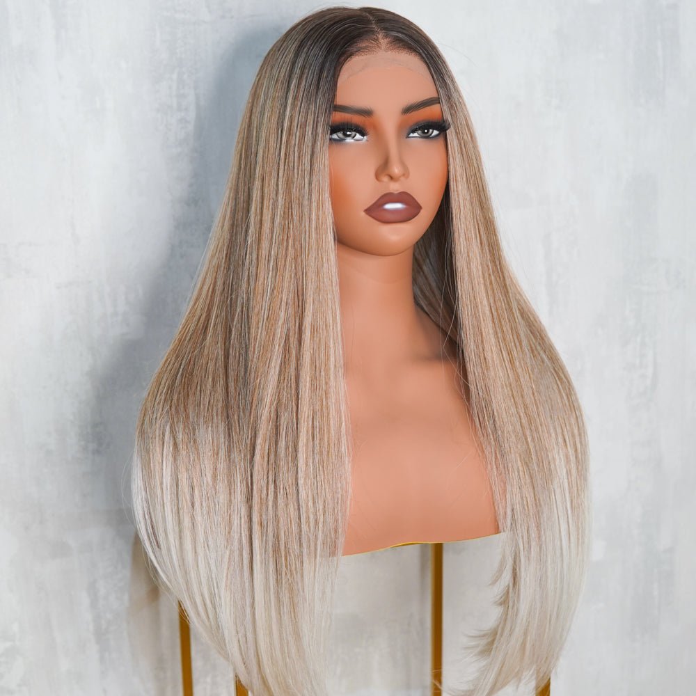 JORDI - Honey Ombre Blonde - Lace Front Wig | Blonde, 22 Inch, T-Part Lace Front, Synthetic Hair | Milk & Honey Wigs