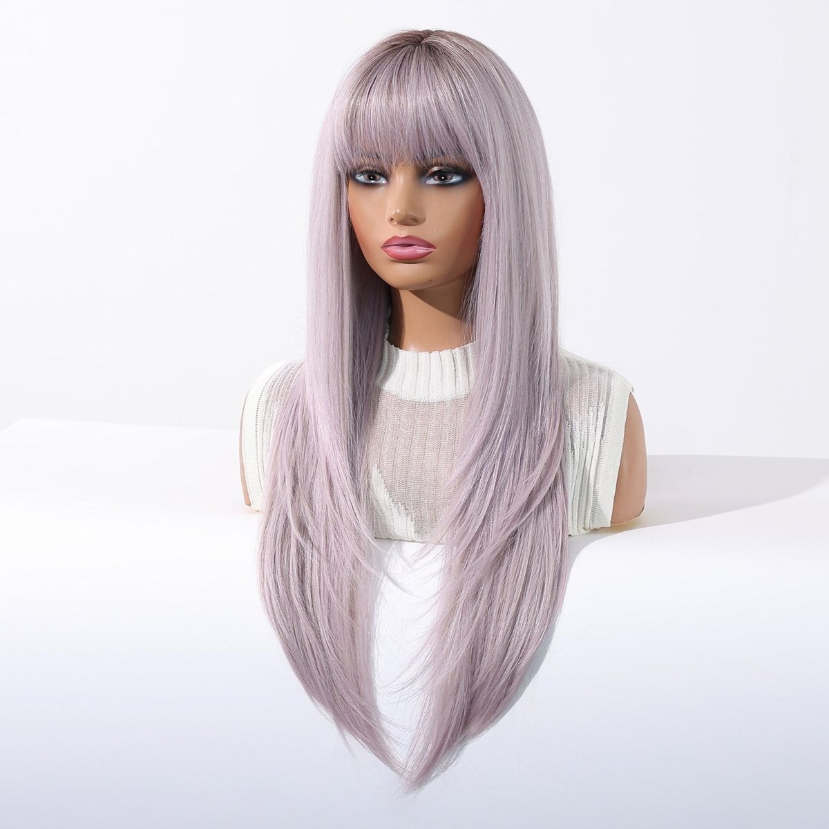 Lavender Ice Long Straight with Fringe Wig - MARKETPLACE - Milk & Honey Wigs