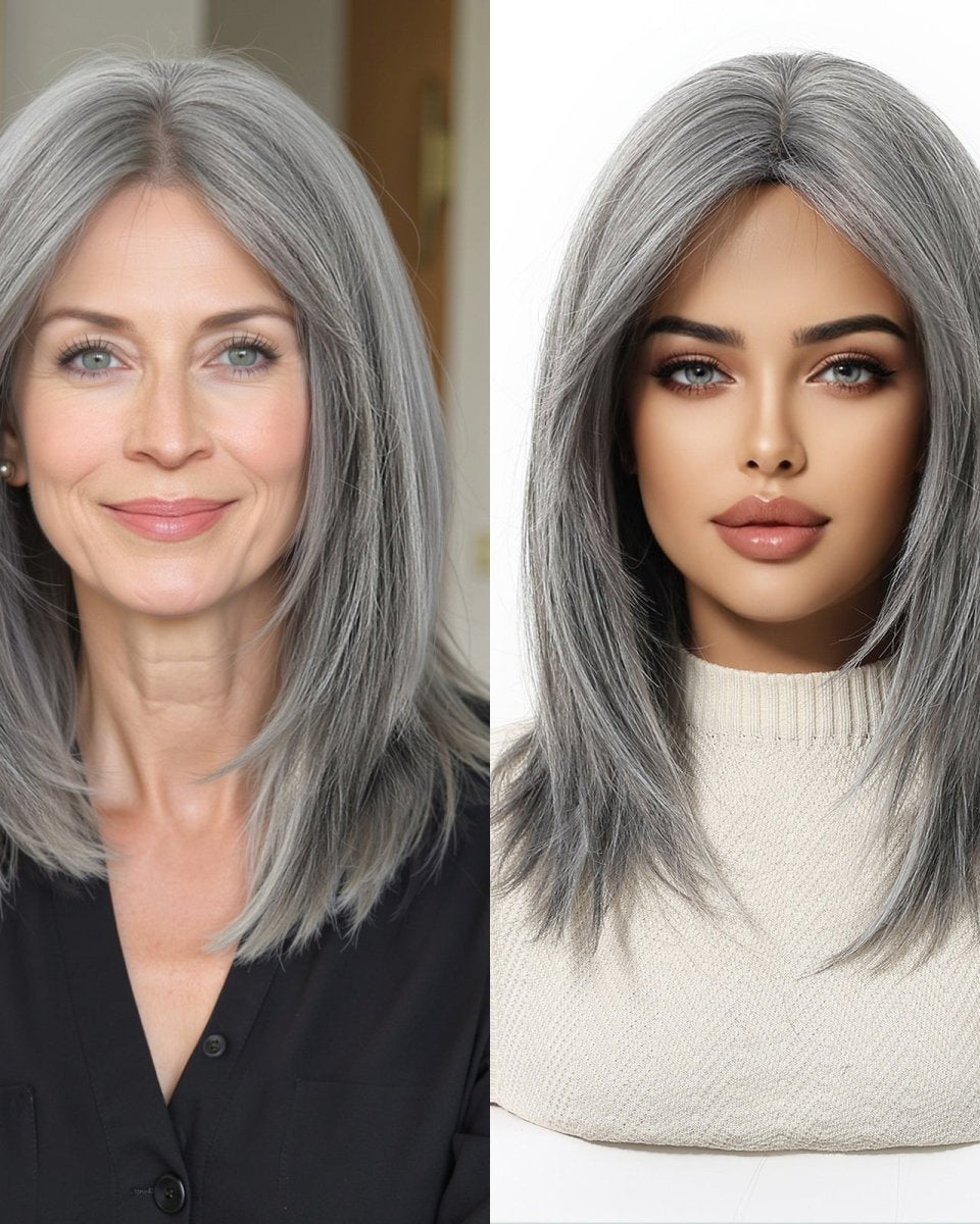 layered Natural Gray Wig - MARKETPLACE - Milk & Honey Wigs