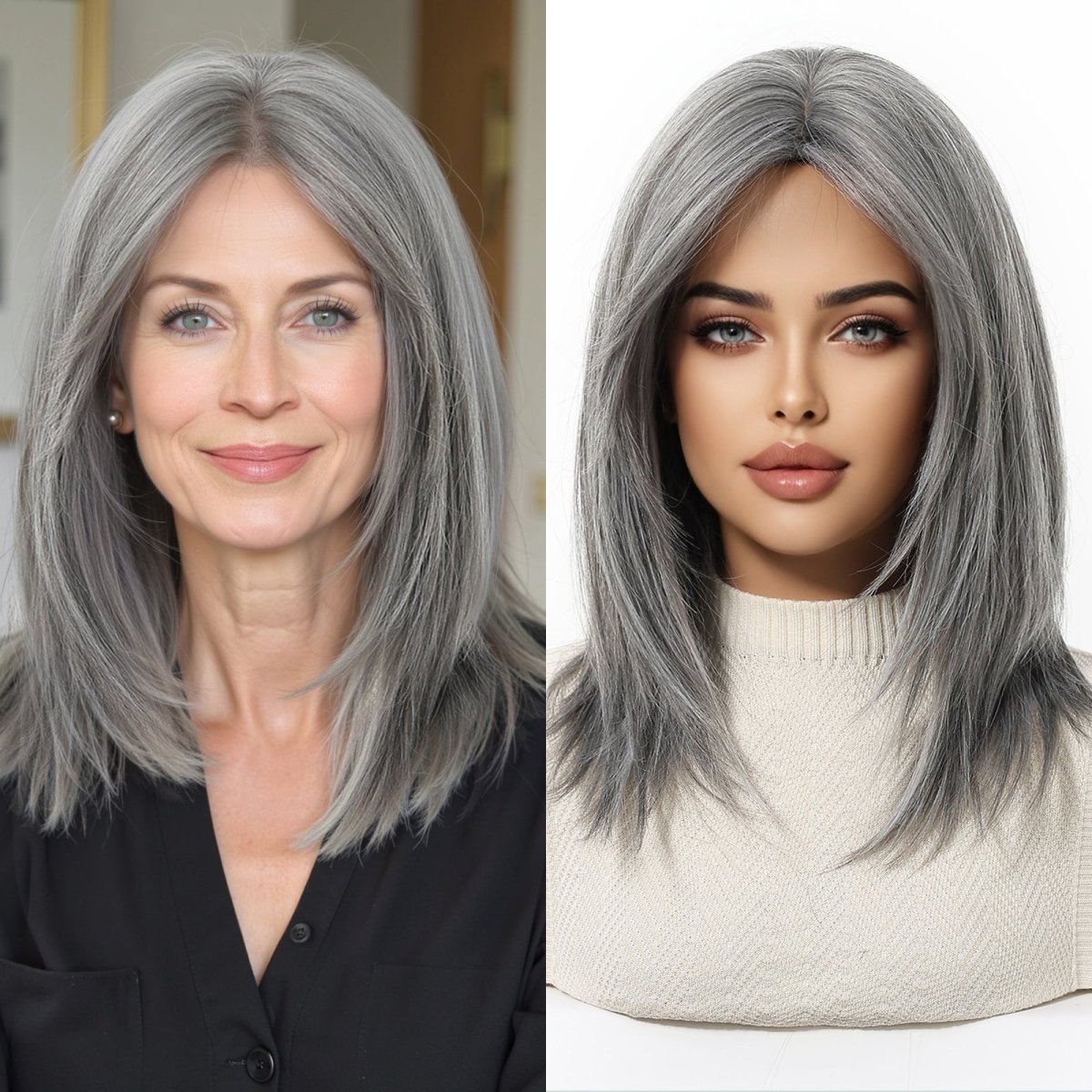 layered Natural Gray Wig - MARKETPLACE - Milk & Honey Wigs