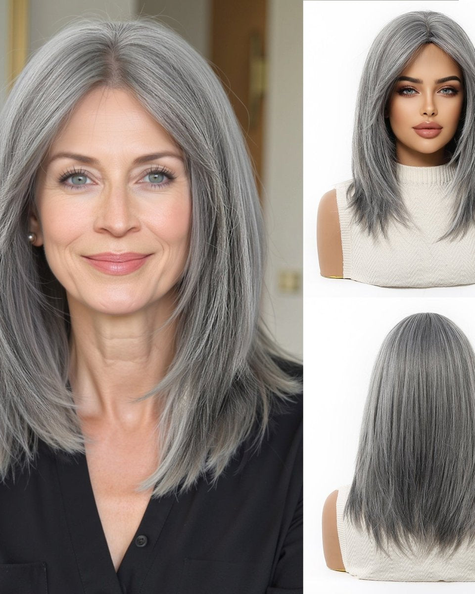 layered Natural Gray Wig - MARKETPLACE - Milk & Honey Wigs