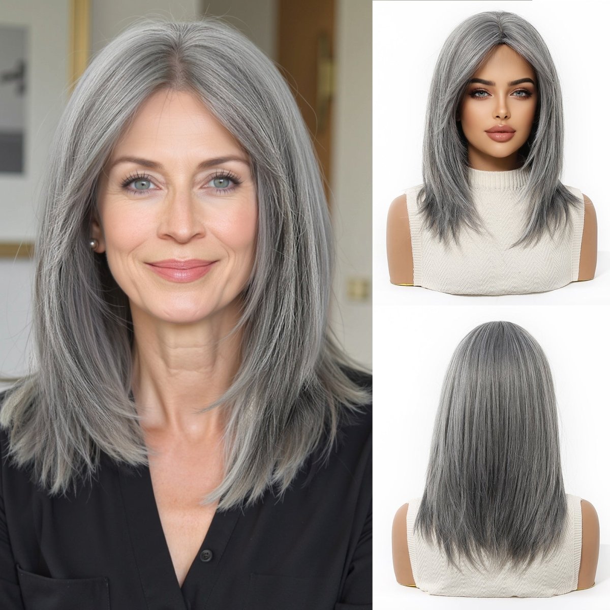 layered Natural Gray Wig - MARKETPLACE - Milk & Honey Wigs