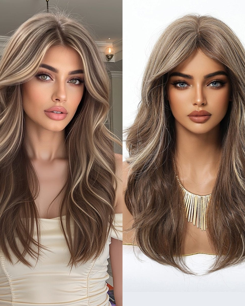 Light Brown with Ash Blonde Highlights Wig - MARKETPLACE - Milk & Honey Wigs
