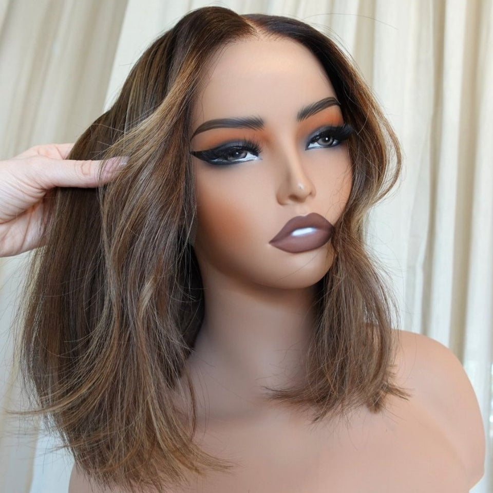 LISA brown ombre human hair lace front wig | Milk & Honey Wigs