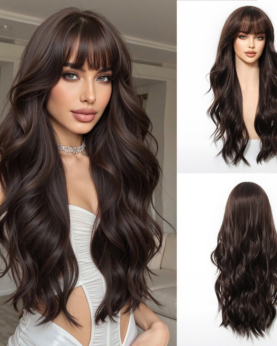 Long Wavy Dark Brown Wig - MARKETPLACE - Milk & Honey Wigs