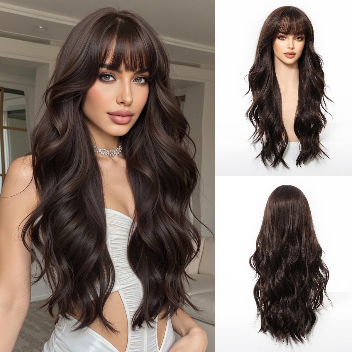 Long Wavy Dark Brown Wig - MARKETPLACE - Milk & Honey Wigs